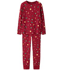 Name It Nattøj - 2-delt - NknVismas - Jester Red/Xmas AOP Red