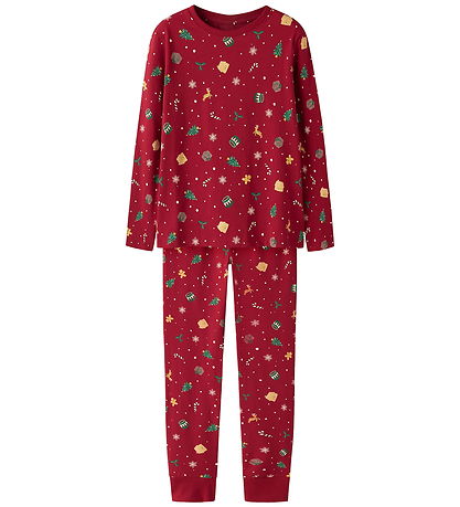 Name It Nattøj - 2-delt - NknVismas - Jester Red/Xmas AOP Red