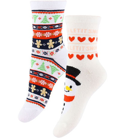 Kids Only Strømper - 2-pak - KogChristmas - Cloud Dancer/Snowman