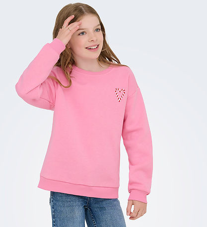 Kids Only Sweatshirt - KogZenja - Sachet Pink/Holly Jolly
