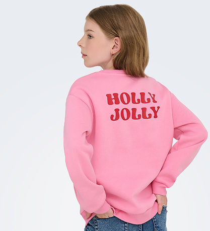 Kids Only Sweatshirt - KogZenja - Sachet Pink/Holly Jolly