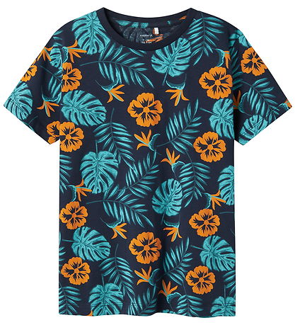 Name It T-shirt - NkmZalo - Navy Blazer/Bright Marigold