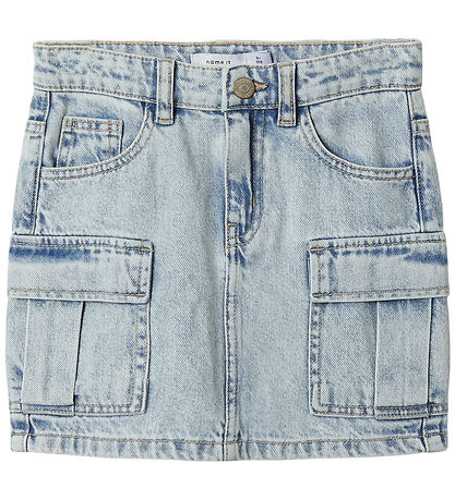 Name It Nederdel - NkfMillie - Cargo - Light Blue Bleached Denim