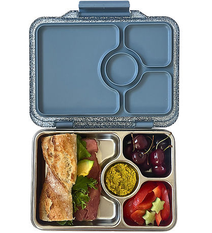 Yumbox Madkasse m. 4 Rum - Bento Steel - Paris Blue Glitter