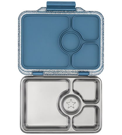 Yumbox Madkasse m. 4 Rum - Bento Steel - Paris Blue Glitter