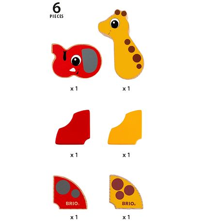 BRIO Magnetisk Legetøj - 6 dele - Giraf og Elefant 30284