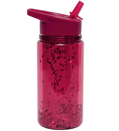 Petit Monkey Drikkedunk m. Sugerør - 300 ml - Rød m. Glimmer