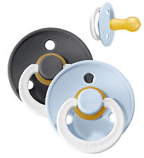 BIBS Colour Natsutter - Str. 2 - 2-pak - Rund - Iron/Baby Blue
