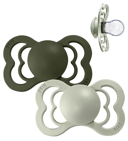 BIBS Supreme+ Pacifiers - Size 1 - 2-Pack - Symmetrical - Sage/H