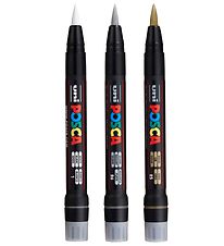 Posca Tuscher m. Penselspids - PCF-350 - 3 stk - Sølv/Guld/Hvid