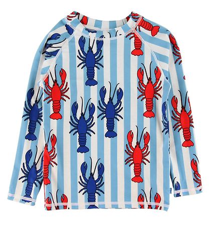 Småfolk Badebluse - UV50+ - Blå/Hvid m. Krebs