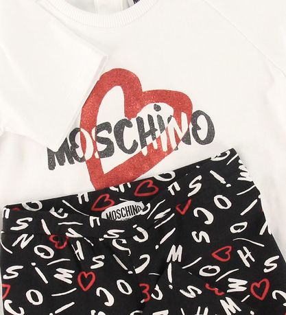 Moschino Sæt - T-shirt/Leggings - Hvid/Sort m. Print