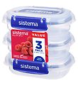Sistema 도시락통 - 직사각형 클립잇 플러스 - 3개입 - 180ml - 블루