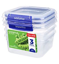 Sistema Madkasse - Square Klip it Plus - 3-pak - 1,15L - Blå