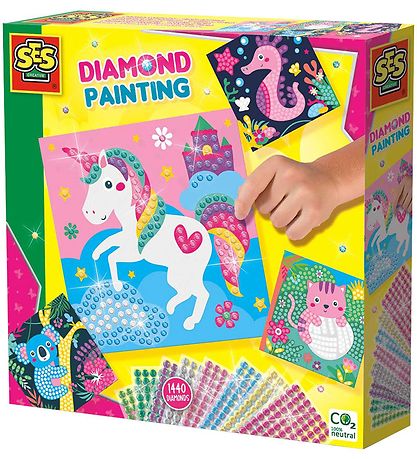 SES Creative Kreasæt - Mal Med Diamanter - Glade Dyrs
