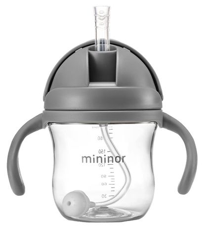 Mininor Kop m. Sugerør - Tritan - 220 ml - Grå