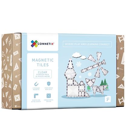 Connetix Magnetsæt - 34 Dele - Clear