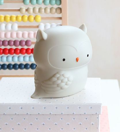 A Little Lovely Company Natlampe - 11,8x11,5 cm - Owl - Grå