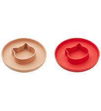 Liewood Tallerken - Cat - 2-pak - Silikone - Apple Red/Tuscany 