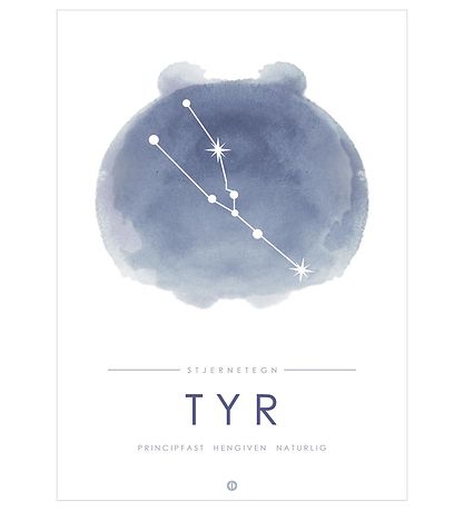 Citatplakat Plakat - A3 - Stjernebillede - Tyr - Blå