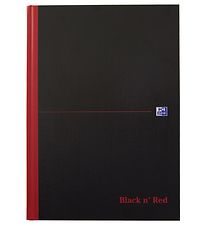 Oxford Notesbog - Hard Cover - Linieret - A4 - Sort/Rød