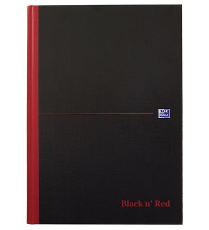 Oxford Notesbog - Hard Cover - Linieret - A4 - Sort/Rød