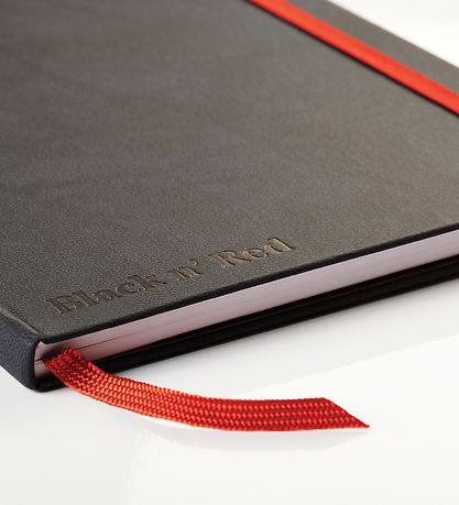 Oxford Notesbog - Hard Cover - Linieret - A5 - Sort/Rød