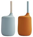 Liewood Cups w. Straws - 2-Pack - Silicone - Ellis - Mustard/S