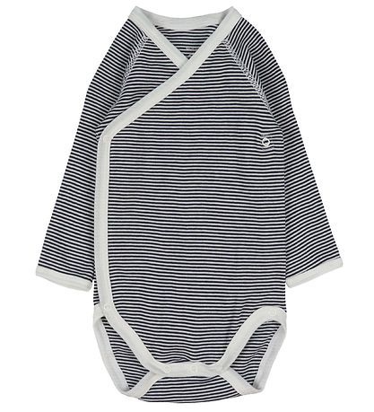 Petit Bateau Slå-om Body l/æ - 3-pak - Blå/Hvid Stribet