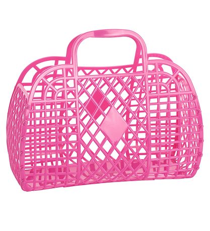 Sun Jellies Lille Foldekurv - Retro - 26x21x12 cm - Berry Pink