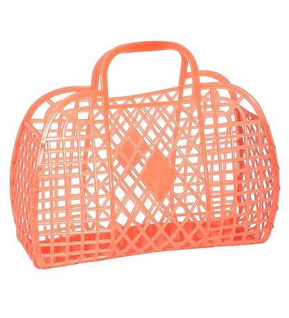 Sun Jellies Lille Foldekurv - Retro - 26x21x12 cm - Neon Orange