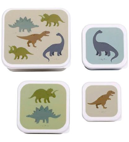 A Little Lovely Company Madkassesæt - 4 stk - Dinosaurs