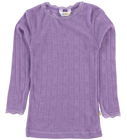 Joha Bluse - Uld/Silke - Lilla m. Hulmønster