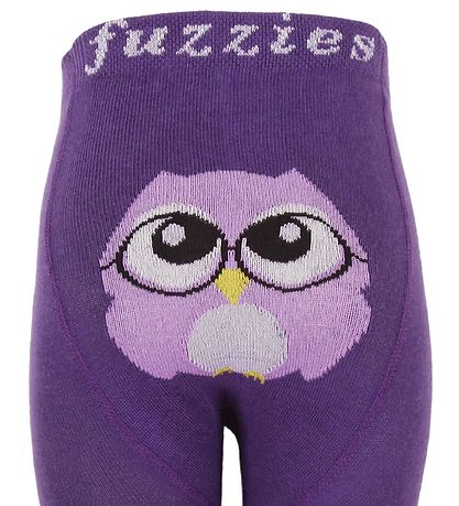 Fuzzies Strømpebukser - Lilla m. Ugle