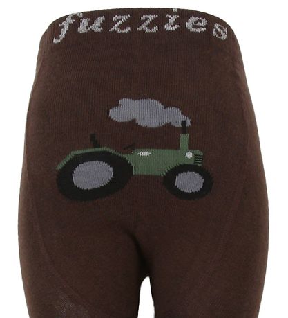 Fuzzies Strømpebukser - Brun m. Traktor
