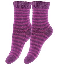 Fuzzies Strømper - 2-Pak - Cerisestribet