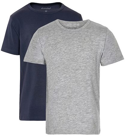 Minymo T-shirt - 2-Pak - Navy/Grå