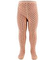 Fuzzies Tights - Light Peach w. Bordeaux Dots
