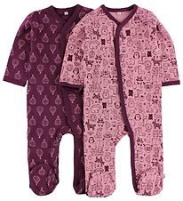 Pippi Natdragter m/f - 2-pak - Rosa/Lilla m. Print