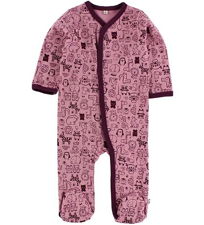 Pippi Natdragter m/f - 2-pak - Rosa/Lilla m. Print