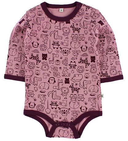 Pippi Bodyer L/Æ - 4-pak - Rosa/Lilla m. Mønster