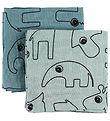 Done By Deer Muslin Cloth - 70x70 - 2-Pack - Blue w. Elphee