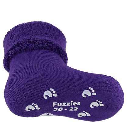 Fuzzies Gåstrømper - Skridsikker Bund - Lilla