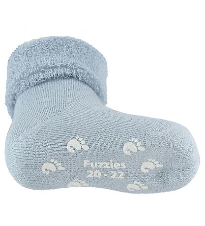 Fuzzies Gåstrømper - Skridsikker Bund - Lyseblå
