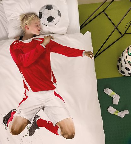 Snurk Sengetøj - Junior - Rød Fodboldspiller