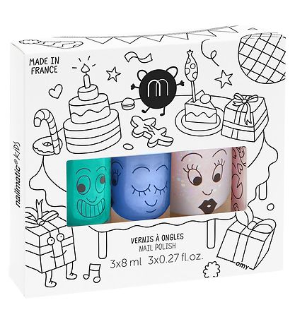 Nailmatic Neglelak - 3-pak - Aquagrøn/Lyserød Glimmer/Lyseblå