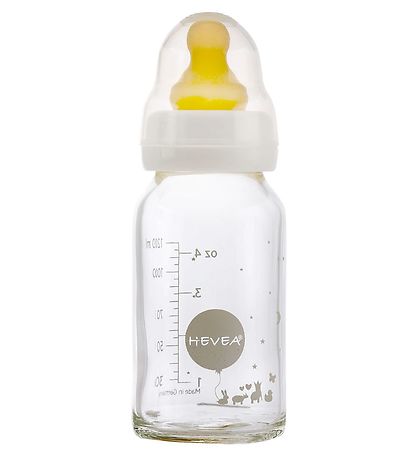 Hevea Sutteflasker - 2-pak - Glas & Naturgummi - Hvid