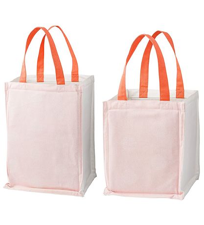 Bloomingville Opbevaringsposer - 2 stk - 30/40 cm - Hvid/Koral m