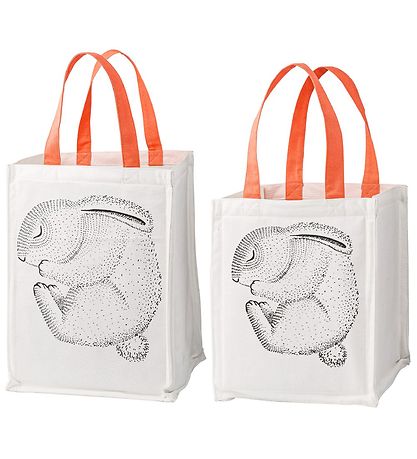 Bloomingville Opbevaringsposer - 2 stk - 30/40 cm - Hvid/Koral m