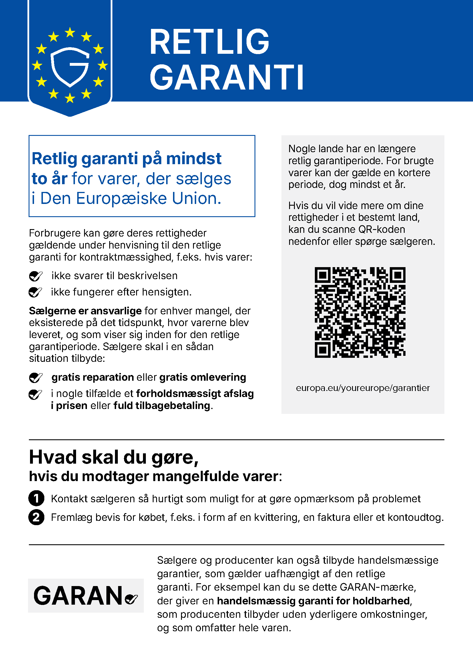 Retlig garanti - EU meddelelse om forbrugerrettigheder